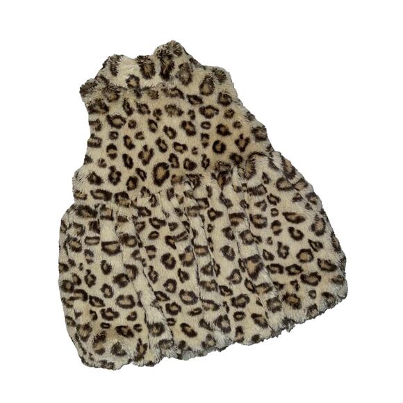 Kids Headquarters Size 4 Faux Fur Leopard Vest with Pink Satin Lining - Picture 7 of 7